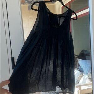 CP SHADES PLEATED PIA Sleeveless Top COTTON/silk, BLACK size LARGE